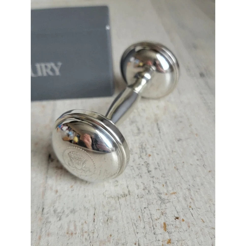 Salisbury stacking ring dumbbell rattle w/ seal American USA metal unique figure